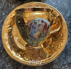 Vintage Bernadotte Bohemia Gold Lustre Tea Set 15 Piece Cups Saucers Teapot