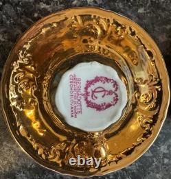 Vintage Bernadotte Bohemia Gold Lustre Tea Set 15 Piece Cups Saucers Teapot
