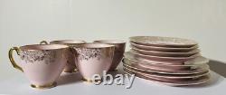 Vintage Blush Pink & Gold Westminster Fine Bone China Cups Saucers Plates 12 Pc