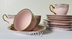 Vintage Blush Pink & Gold Westminster Fine Bone China Cups Saucers Plates 12 Pc