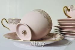 Vintage Blush Pink & Gold Westminster Fine Bone China Cups Saucers Plates 12 Pc