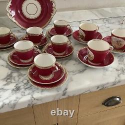 Vintage Bone China Pink Tea Set Gold Edge + 3 Breakfast Cups Saucers 25pcs