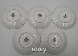 Vintage Bone China Teacup Saucer Set Multicolor Gold Trim Cups Lot of 5 Retro