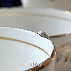 Vintage Burgoyne & Co. Fine Bone China Tea Set Gold Floral Gilded England 27 Pcs