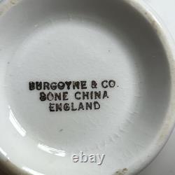 Vintage Burgoyne & Co. Fine Bone China Tea Set Gold Floral Gilded England 27 Pcs