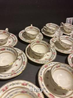 Vintage Cauldon England Tea Cups & Saucers Set of 13 Floral Gold Trim #R19