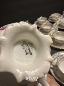 Vintage Cauldon England Tea Cups & Saucers Set of 13 Floral Gold Trim #R19