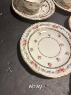 Vintage Cauldon England Tea Cups & Saucers Set of 13 Floral Gold Trim #R19