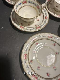 Vintage Cauldon England Tea Cups & Saucers Set of 13 Floral Gold Trim #R19