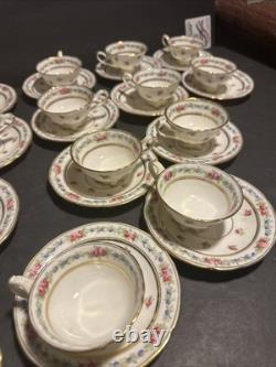 Vintage Cauldon England Tea Cups & Saucers Set of 13 Floral Gold Trim #R19