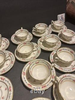 Vintage Cauldon England Tea Cups & Saucers Set of 13 Floral Gold Trim #R19