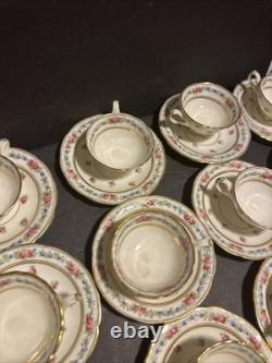 Vintage Cauldon England Tea Cups & Saucers Set of 13 Floral Gold Trim #R19