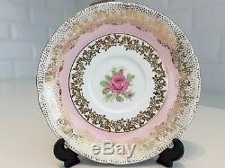 Vintage China Tea Cup & Saucer HARLEQUIN Pink Blue Gold Chintz Rose Gilt AYNSLEY