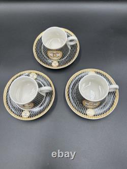 Vintage Coco Chanel Teacup Saucer Logo Gold Lettering Service For 3