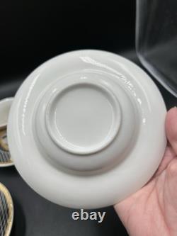 Vintage Coco Chanel Teacup Saucer Logo Gold Lettering Service For 3