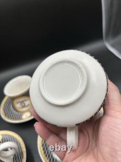 Vintage Coco Chanel Teacup Saucer Logo Gold Lettering Service For 3