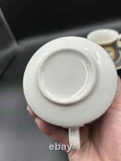 Vintage Coco Chanel Teacup Saucer Logo Gold Lettering Service For 3