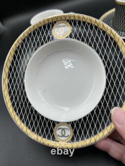 Vintage Coco Chanel Teacup Saucer Logo Gold Lettering Service For 3