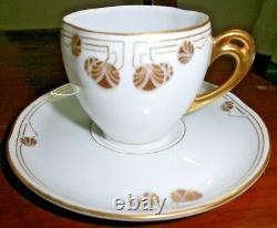 Vintage Coffee Cup Saucer Gilt Porcelain Pls Modern One Pair Gold Collectibles
