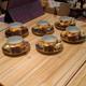 Vintage Continental Porcelain Gilt Coffee/ Tea Cups And Saucers Set Of 6 1950s+