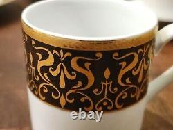 Vintage Czech Republic Porcelain & Gold Espresso Demitass Cup Saucer Set Of 4