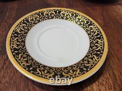 Vintage Czech Republic Porcelain & Gold Espresso Demitass Cup Saucer Set Of 4