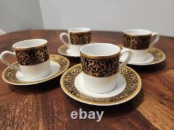 Vintage Czech Republic Porcelain & Gold Espresso Demitass Cup Saucer Set Of 4