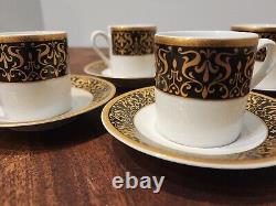 Vintage Czech Republic Porcelain & Gold Espresso Demitass Cup Saucer Set Of 4