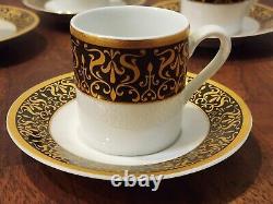 Vintage Czech Republic Porcelain & Gold Espresso Demitass Cup Saucer Set Of 4