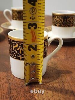Vintage Czech Republic Porcelain & Gold Espresso Demitass Cup Saucer Set Of 4