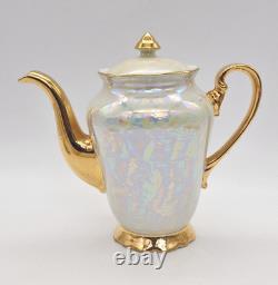 Vintage Czechoslovakian Pearlescent Lustre Gilt Coffee Set x 13 Pieces