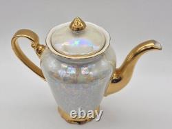 Vintage Czechoslovakian Pearlescent Lustre Gilt Coffee Set x 13 Pieces