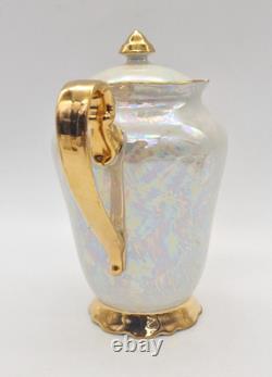 Vintage Czechoslovakian Pearlescent Lustre Gilt Coffee Set x 13 Pieces