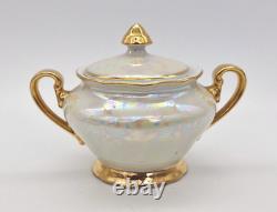 Vintage Czechoslovakian Pearlescent Lustre Gilt Coffee Set x 13 Pieces