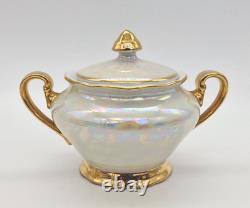 Vintage Czechoslovakian Pearlescent Lustre Gilt Coffee Set x 13 Pieces