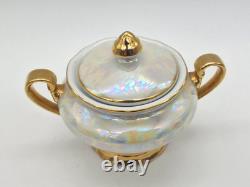 Vintage Czechoslovakian Pearlescent Lustre Gilt Coffee Set x 13 Pieces