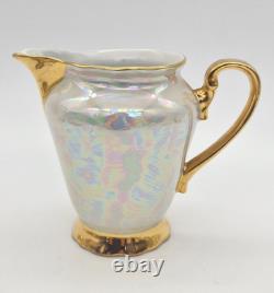 Vintage Czechoslovakian Pearlescent Lustre Gilt Coffee Set x 13 Pieces