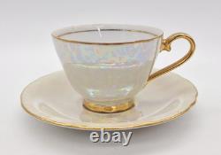 Vintage Czechoslovakian Pearlescent Lustre Gilt Coffee Set x 13 Pieces