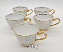Vintage Czechoslovakian Pearlescent Lustre Gilt Coffee Set x 13 Pieces