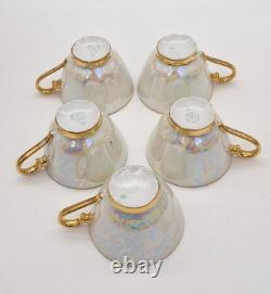 Vintage Czechoslovakian Pearlescent Lustre Gilt Coffee Set x 13 Pieces