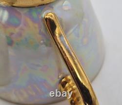 Vintage Czechoslovakian Pearlescent Lustre Gilt Coffee Set x 13 Pieces