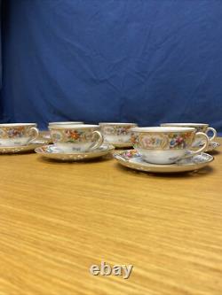 Vintage Dresden Carl Thieme Porcelain (6 Sets) Cups & Saucers withGold Trim