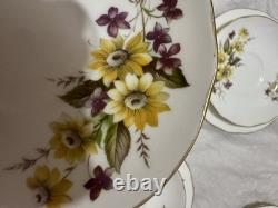 Vintage Duchess Floral Cup Saucer w Gold Trim' Susie' 406 Bone China England