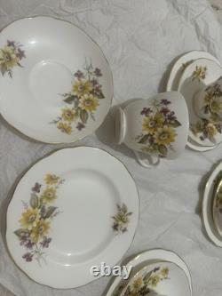 Vintage Duchess Floral Cup Saucer w Gold Trim' Susie' 406 Bone China England