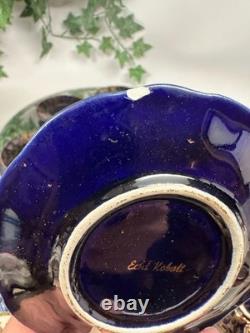 Vintage Echt Kobalt J. K. W. Gold Bavaria Demitasse Cups & Saucers- 11 pieces +lid