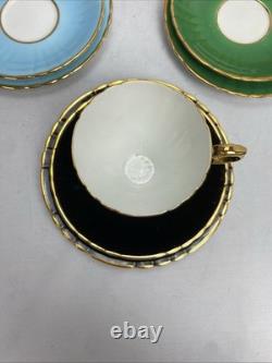 Vintage Edwardian Bone China 22 kt Gold Harlequin Trios Plus Spares bundle