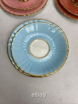 Vintage Edwardian Bone China 22 kt Gold Harlequin Trios Plus Spares bundle