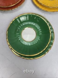 Vintage Edwardian Bone China 22 kt Gold Harlequin Trios Plus Spares bundle