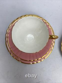Vintage Edwardian Bone China 22 kt Gold Harlequin Trios Plus Spares bundle