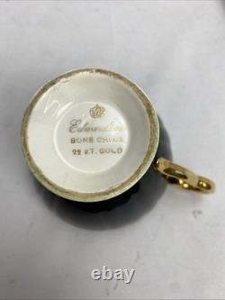 Vintage Edwardian Bone China 22 kt Gold Harlequin Trios Plus Spares bundle